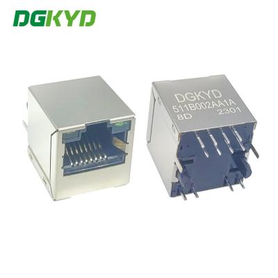 China DGKYD511B002AA1A8D 180 Degree RJ45 Connector 8PIN With Lamp And Shielded Socket for sale