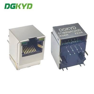 China DGKYD511B002AC2A2DK068 180 Degree Vertical RJ45 Network Connector With Notch for sale