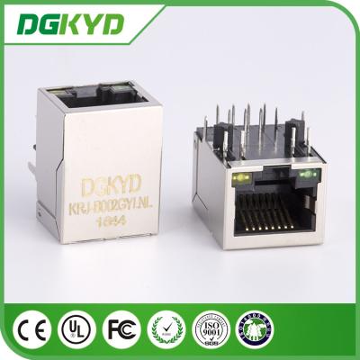 China China supplier KRJ-B002GYLNL metal shielded single port cat5 magnetic rj45 connector with LED for sale