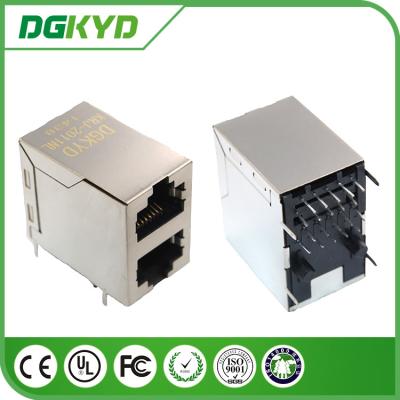 China KRJ - 2011NL Ethernet apilada 2x1 del gigabit del conector 10P8C del puerto dual rj45 en venta
