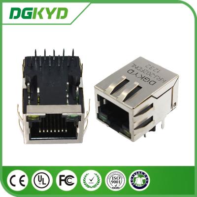 China Tap Down Single Port 1000BASE Rj45 10 Pin Connector , Rj45 Modular Connector With Led for sale