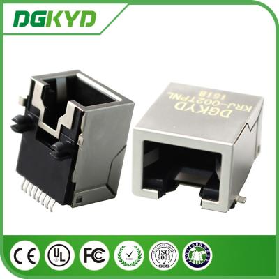 China 1x1 Tab Down SMD Rj45 Pcb Connector Without Transformer ,Gold Plating 6U for sale