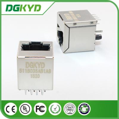 Chine Shieded étiquette de 180 degrés vers le haut de longueur de la verticale 16.7mm de connecteur de la carte PCB RJ45 à vendre
