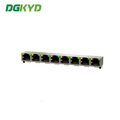 China 90 Degrees 1x8 RJ45 Female Jack 8 Ports Network Switch Connectors DGKYD561888AB1A1D9Y1022 for sale
