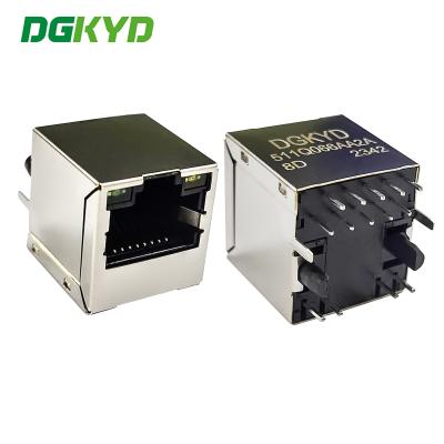 China DGKYD511Q066AA2A8D Vertical RJ45 Connector 180 Degree Direct Insertion Gigabit Integrated Filter for sale