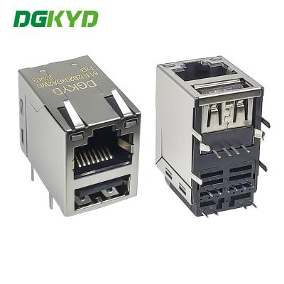 中国 DGKYD611U2B203DA2WDDB Gigabit RJ45 USB2.0ソケットとフィルターPCBコネクタ RJ45+USB2付き0 販売のため