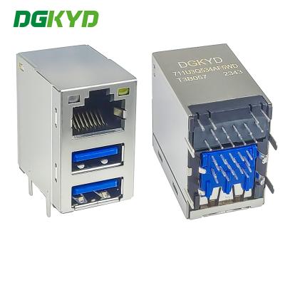 China Conector Rj45 Com Socket Integrado Gigabit Interface de Rede Rj45+Dual Usb3.0 Dgkyd711u3q534af5wdt3b057 à venda