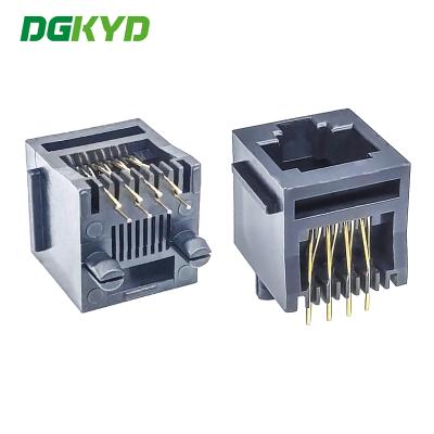 China Vertical RJ45 PCB Socket Female Head 1x1 Port 8 Pin DIP Ethernet Connector Through Hole Solder DGKYD5222E1188IWA1DY1 for sale