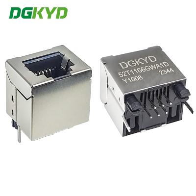 China DGKYD52T1166GWA1DY1008 6P6C RJ11 Connector 180° Vertical Interface Without Light Strip Shielding Connector Empty Package for sale