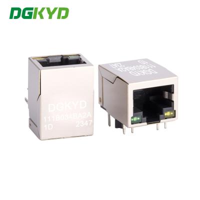 China RJ45 Ethernet Connector Metal Shield 8p8c Magnetic Modular Jack Factory Supply DGKYD111B034BA2A1D for sale