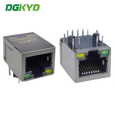 China DGKYD111B002BA2A1DBKN RJ45 Conector Ethernet 100Mbps Interfaz de red Socket de inserción directa Níquel negro en venta