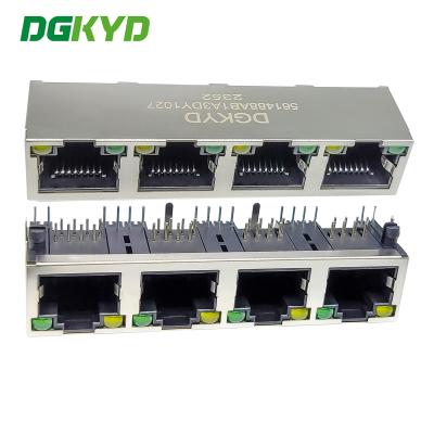 China DGKYD561488AB1A3DY1027 RJ45 enchufe de puertos múltiples 8p8 conector de cuatro puertos enchufe de conector de red de puerto de conector directo en venta