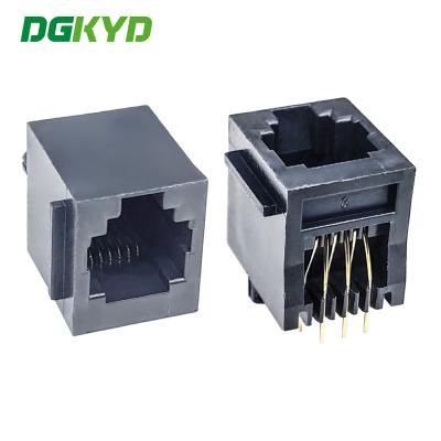 China DGKYD5222E1166IWA1DY1 Vertical RJ11 PCB Socket Female Head 1x1 Port 6Pin DIP Ethernet Connector Through Hole Solder for sale