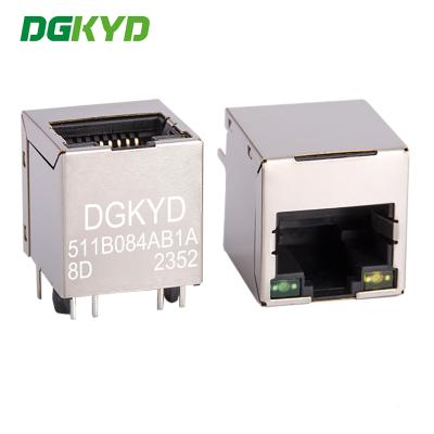 China DGKYD511B084AB1A8D Vertical RJ45 Transformer 100Mbps Integrated Filter Crystal Head Up Network Interface for sale