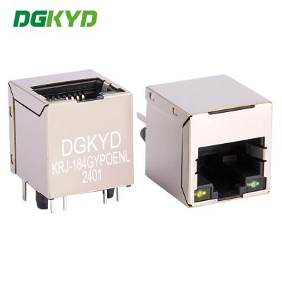 China KRJ-184GYPOENL 180 Degree Top Entry RJ45 Lan Jack With PoE, Single Port Ethernet Connector For Router for sale