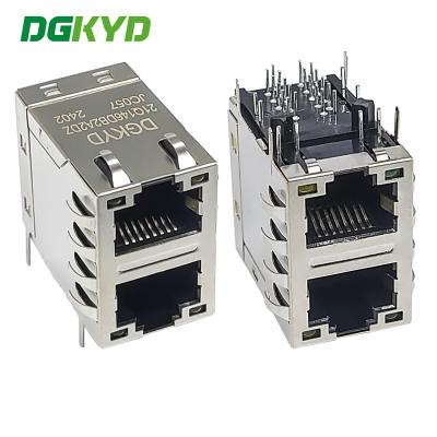 China DGKYD21Q146DB2A2DZJC057 2X1 interfaz modular de doble puerto RJ45 Ethernet Transformador integrado de filtración de gigabits en venta