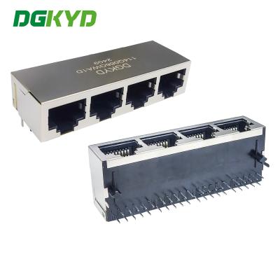 China DGKYD114Q066GWA1D RJ45 Multi Port Connector Without Light Strip Shielding Network Interface 1000Mbps Filtragem Ethernet à venda