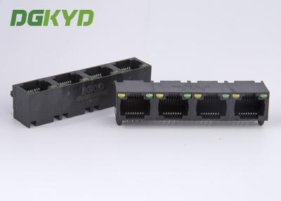 China tab up 4 position rj45 keystone jack with Y/G LEDs, black color for sale