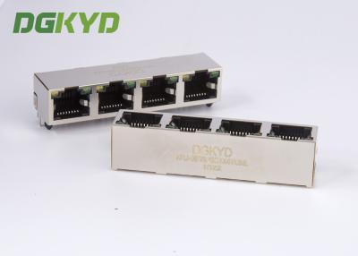 Chine Metal le connecteur trapézoïdal protégé du port rj45 de quadruple sans transformateur, Y/G LED à vendre