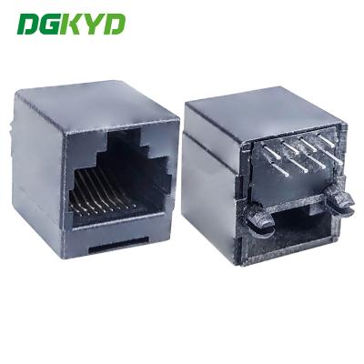 Китай DGKYD52241188IWA8DB7HG RJ45 Ethernet соединитель полностью из пластика без света 8P8C черный коммуникационный интерфейс FR52 продается
