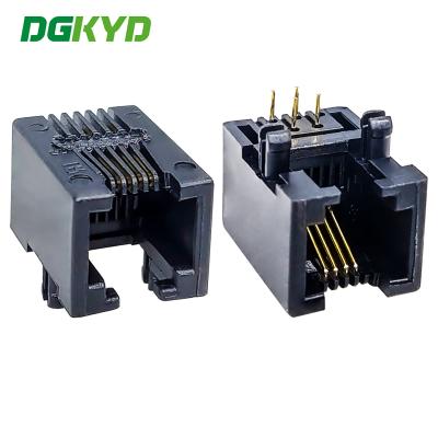 China DGKYD53211164IWA1DY4 RJ11 interface 6P4C connector fully plastic direct insertion 90 degree socket 6U for sale