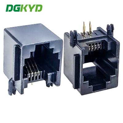 China DGKYD5521E1164IWA1DY1 RJ11 connector 5521 6P4C all plastic with ear 1X1 modular horizontal socket PBT for sale
