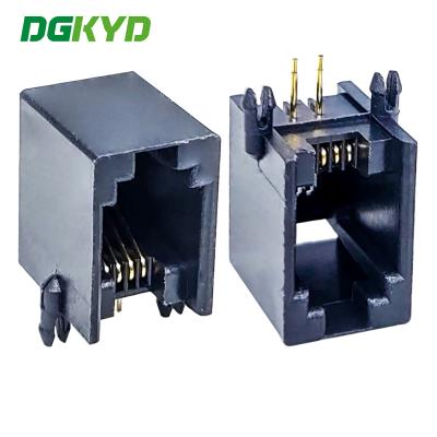 China DGKYD55211144IWA1DY5 RJ11 connector 5521 4P4C all plastic with ear 1X1 modular horizontal socket PBT for sale