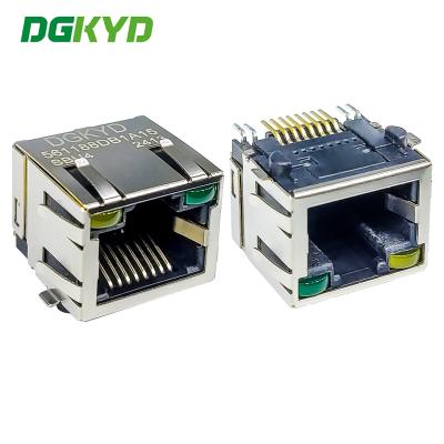 中国 DGKYD561188DB1A15SBU4 シングルポートコネクタネットワークソケット 1X1 8P8C SMD ライトストライプシールドパッチ RJ45 インターフェース 販売のため