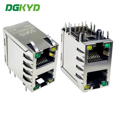 China RJ45 multi port connector 2X1 8P8C with light strip shielding DGKYD59212188DB2A1DY4DH network port socket for sale