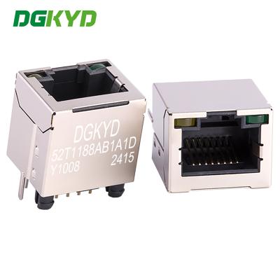 中国 DGKYD52T1188AB1A1DY1008 180 Degree Direct Insertion RJ45 Network Connector Network Cable Socket 販売のため