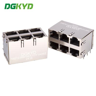 China DGKYD59212388HWA1DY1A062 RJ45 multi port shielded connector without light 8P8C Ethernet socket without isolation spring for sale
