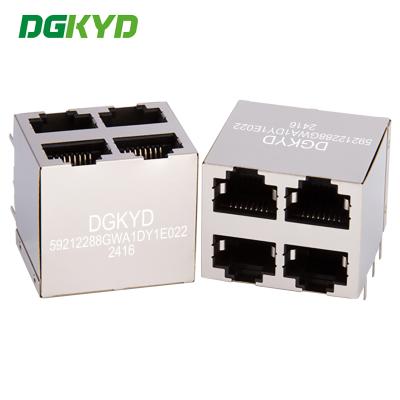 China DGKYD59212288GWA1DY1E022 Multi port RJ45 connector without light and filter, network port socket stacked interface for sale