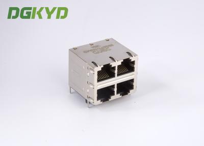 China RJ45 Multiple Port Connectors Stack MJ ASSY 8POS 2X2 CAT6 with magnetics for sale