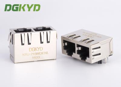 China Tab Down Ganged Double Port Magnetic Modular Jack Cat5e Rj45 Keystone Connector for sale