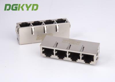 China 1x4 Ganged quad Port 1000Mb Gigabit Integrated RJ45 Connector modules for sale