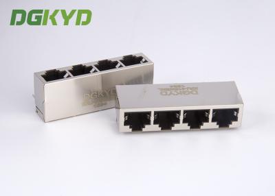 China 1 x 4 Multiple Port cat5 RJ45 PCB Socket Connector Female For Communication for sale