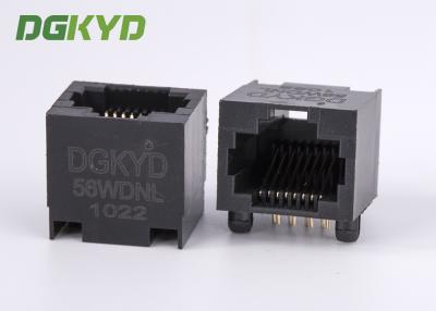 China DGKYD-56WDNL 100 Base T Right Angle Rj45 Single Port jack black plastic housing RJ45 Without Transformer for sale