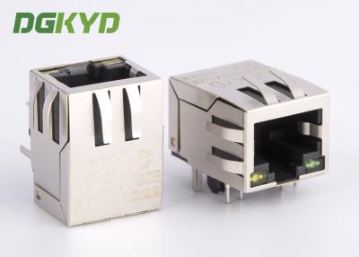 China Surface mount shielded right angle ethernet rj45 connector 100 BASE - TX Y/G LED for sale