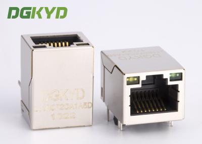 China Metal Shielded 100MB RJ45 integrated magnetics connector module with POE Single Port Tap Up for sale