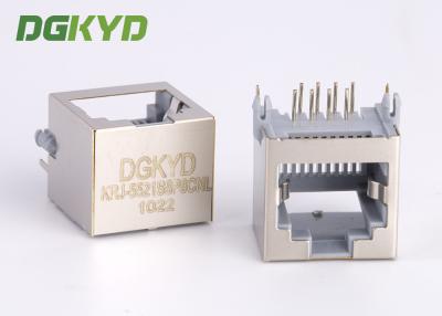 Chine profil bas Rj45 Jack trapézoïdal de bâti gris de la carte PCB 8p8c de la taille PBT de 15mm sans transformateur à vendre