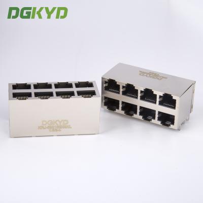 China Shield 2x4 multiport rj45 ethernet connector dual deck eight ports lan socket for sale
