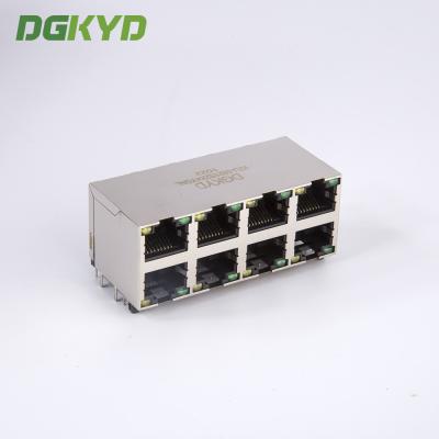 China Shield Dual Deck 2x4 RJ45 Multiple Port Connectors Lan Switch Socket Y/G LED for sale