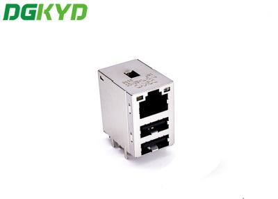 China DGKYD711Q170AE5W2D057 Integrated Tab Up Double USB 2.0 RJ45 Network Connector For PCMCIA Net Card for sale