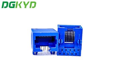 China DGKYD56221118IWD1DY1027 Single In Line Package PA46 Blue RJ45 Connector Rectangle Shape RJ45 Without Transformer for sale