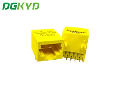 China DGKYD56211118IWB1DY1022 Full Plastic PBT Yellow RJ45 Connector DIP PCB Mount Without Lamp RJ45 Without Transformer for sale