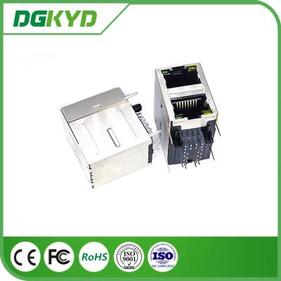 China 100 Base - T Stacked 2 Port Rj45 Jack Module With Magnetic Right Angle Ethernet Filter Installed for sale