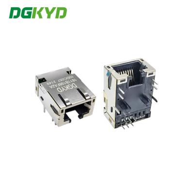 China 90 Degrees Shielded 6Pin Cat6 RJ45 Single Port Connector Network Socket RJ45 With Transformer for sale