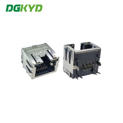 China DGKYD60S1188DB2A6DY1008 Female RJ45 Single Port 1X1 8P8C Jacks With LED Metal Shielded for sale