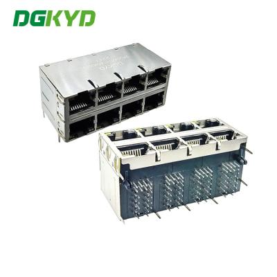 China DGKYD24Q042DH14A4D068 Multi-Port Socket 10P8C Connector Gigabit 2X4 Modular Interface DGKYD With Light Strip Shield for sale