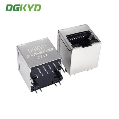 Chine DGKYD511Q340AB2A8D2 180 degrés dans la ligne le filtre 10P8C du connecteur 2.5G de réseau connectent le port RJ45 simple à vendre